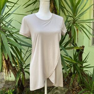 BCBGMaxAria Ruched Taupe Draped Tunic